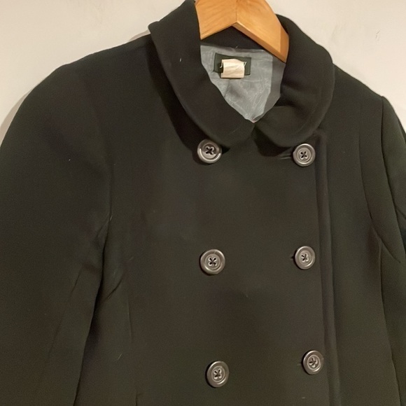 J.Crew Women’s black pea coat with Peter Pan collar Sz 4 soft wool w/satin lined - Picture 3 of 7